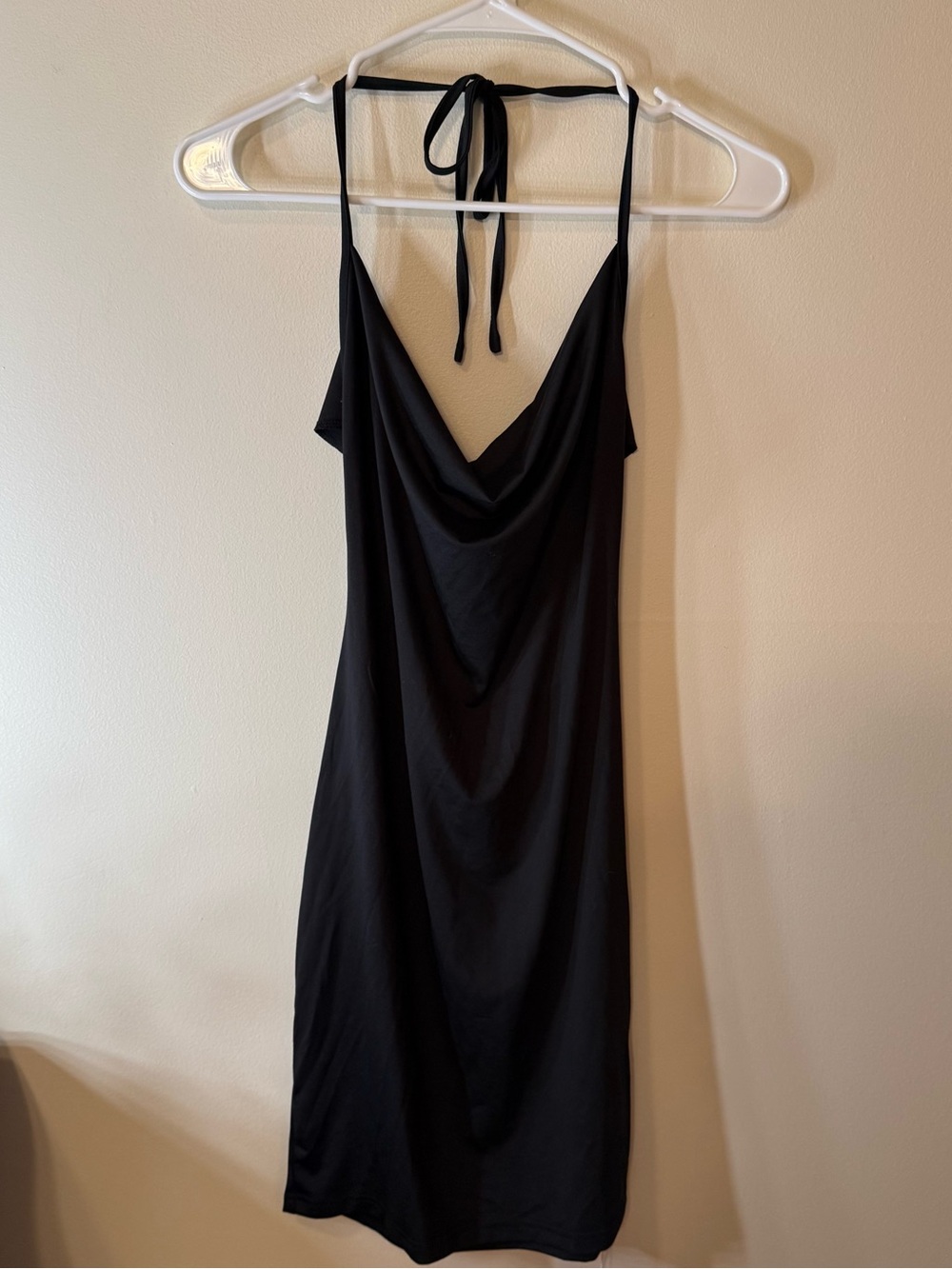 Black Halter Cowl Neck Slip Dress